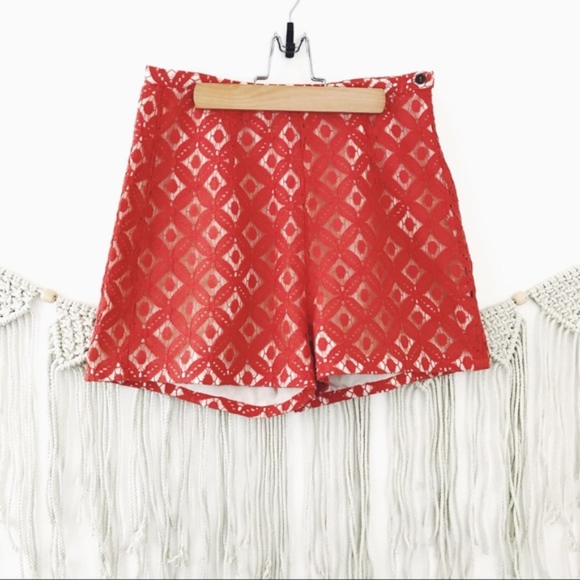 Skies Are Blue Pants - Skies are Blue Floral Lace High Waist Shorts D9